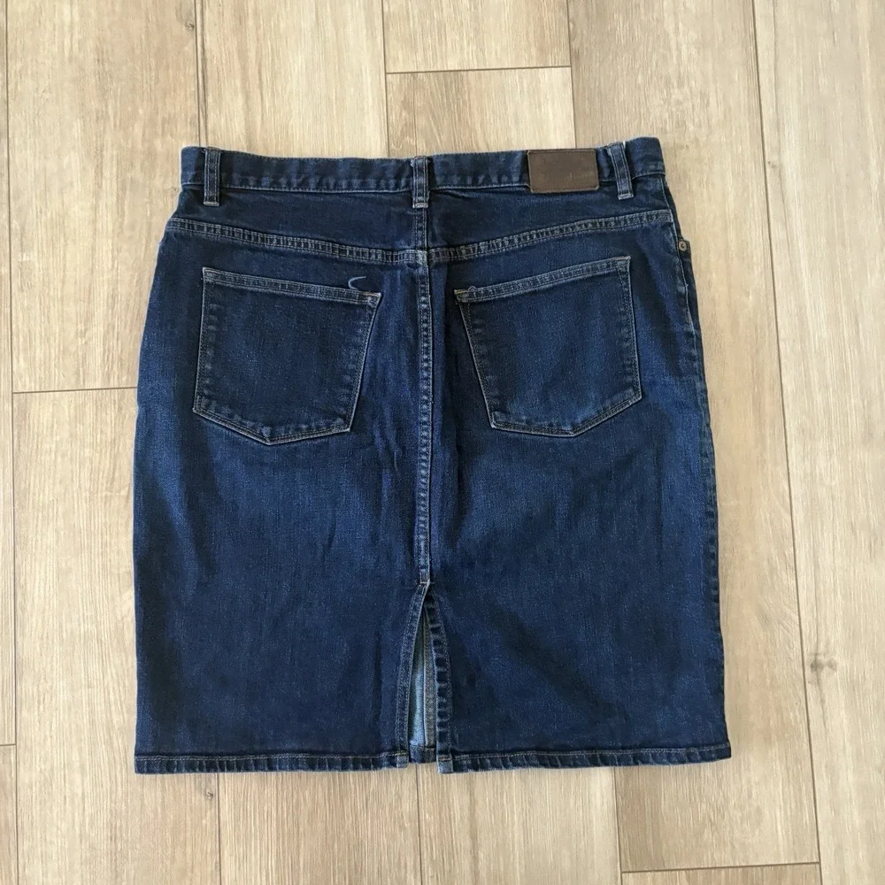 Lauren Ralph Skirt Womens 14 Blue Denim Mid Rise Straight Pencil 90s Old Money